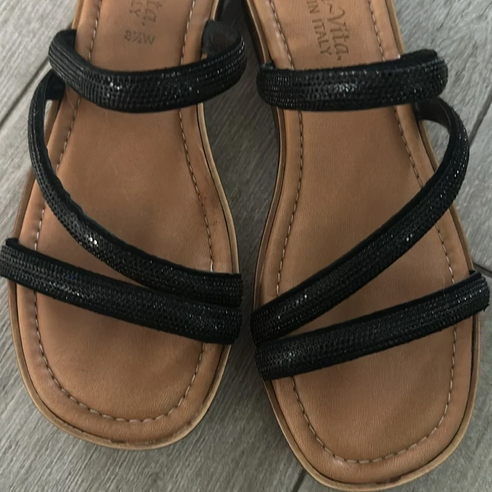 Bella Vita Women's Ona-Italy Sparkle Slide Flat Sandal - Picture 3 of 6